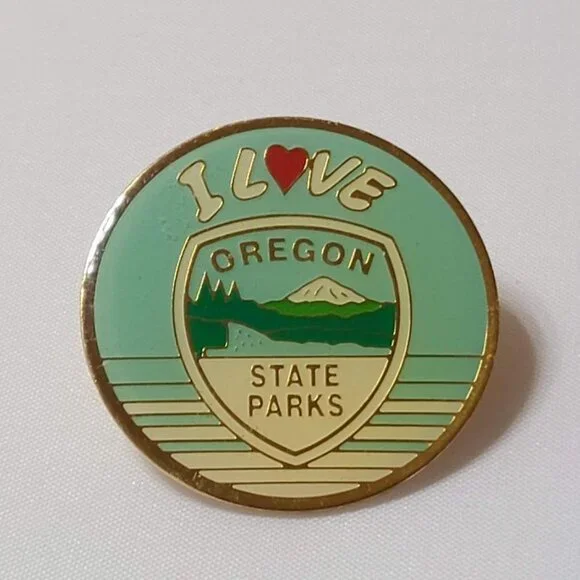 Vintage I Heart Love Oregon State Parks Lapel Pin - Picture 2 of 6